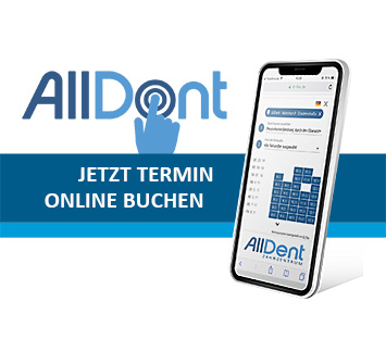 Jetzt Termin online Buchen Grafik AllDent 